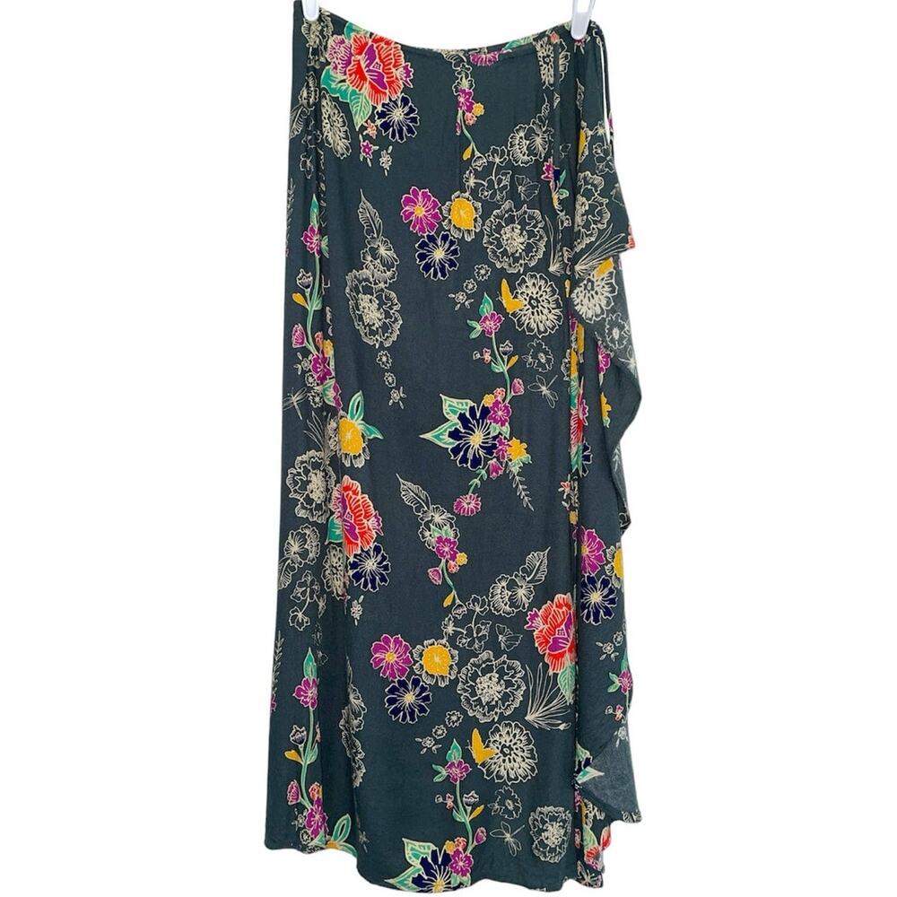 Cleobella Floral Radha Ruffle Wrap Maxi Skirt size Small